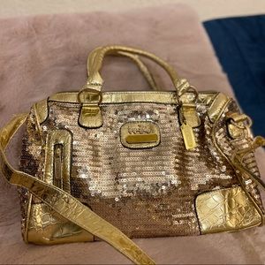 Coach sequin gold bag with shoulder strap